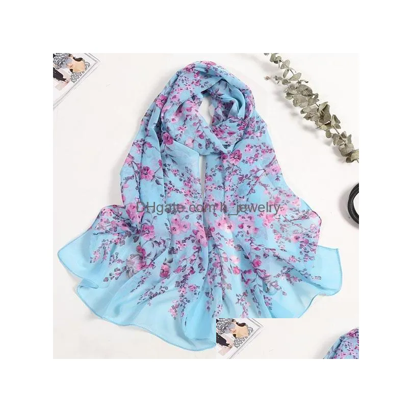 summer women slik scarf sunscreen chiffon colorful shawl wraps florals scarf thin beach scarves