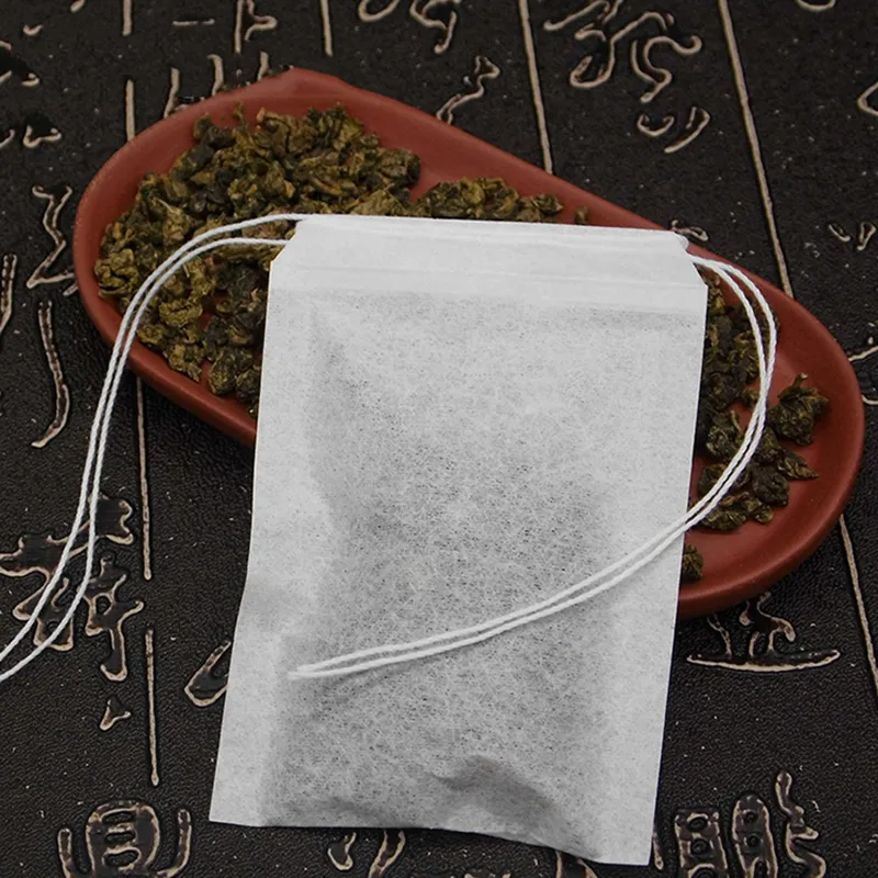 Do dyspozycji Zestaw herbaty narzędzia 100pcs 60 x 90 mm puste worki do filtra papieru z podwójną nicią sznurka Czyste ziołowe pakowanie roślin torebki