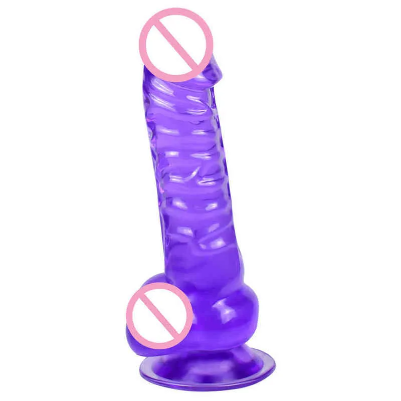 NXY Dildos Analspielzeug Transparente Kristallfarbe Imitation Penis Erwachsene Produkte Analplug Falscher weiblicher Masturbator Spaß 0324