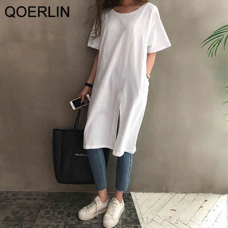 QOERLIN Cotton Linen TShirt Dress Women Korean Slipt... From Bai06, $18.11  | DHgate.Com