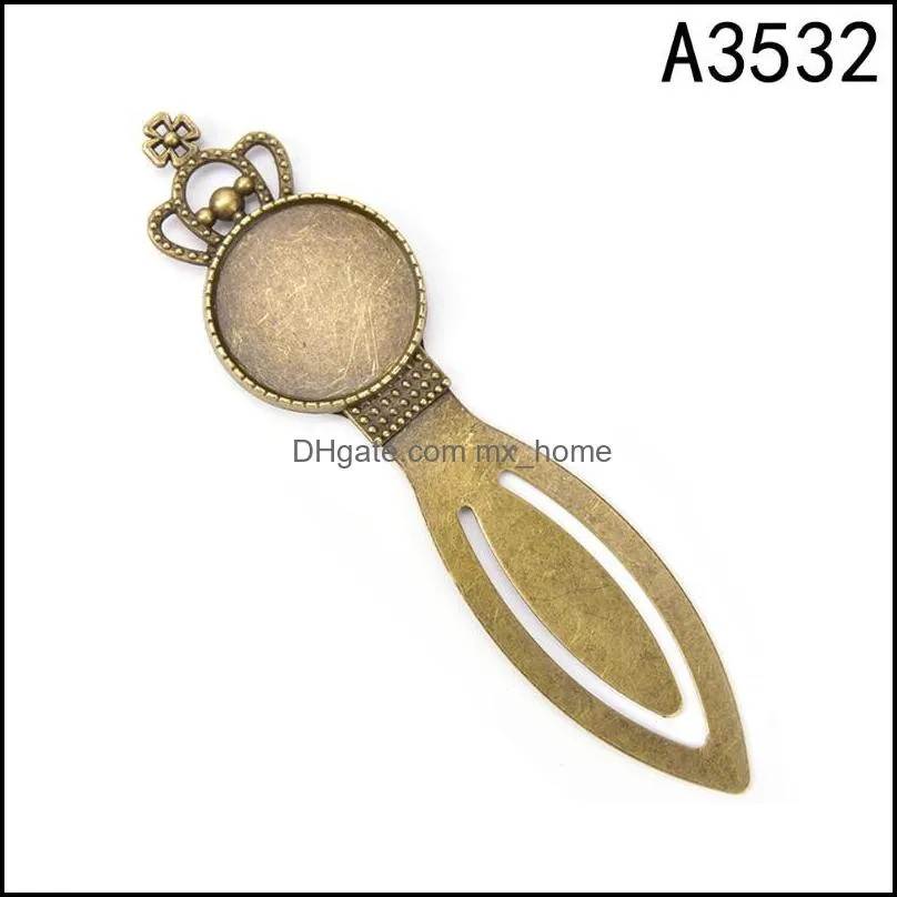 1pc 20mm round cabochon antique bronze plated bookmark tray settings supplies for jewelry