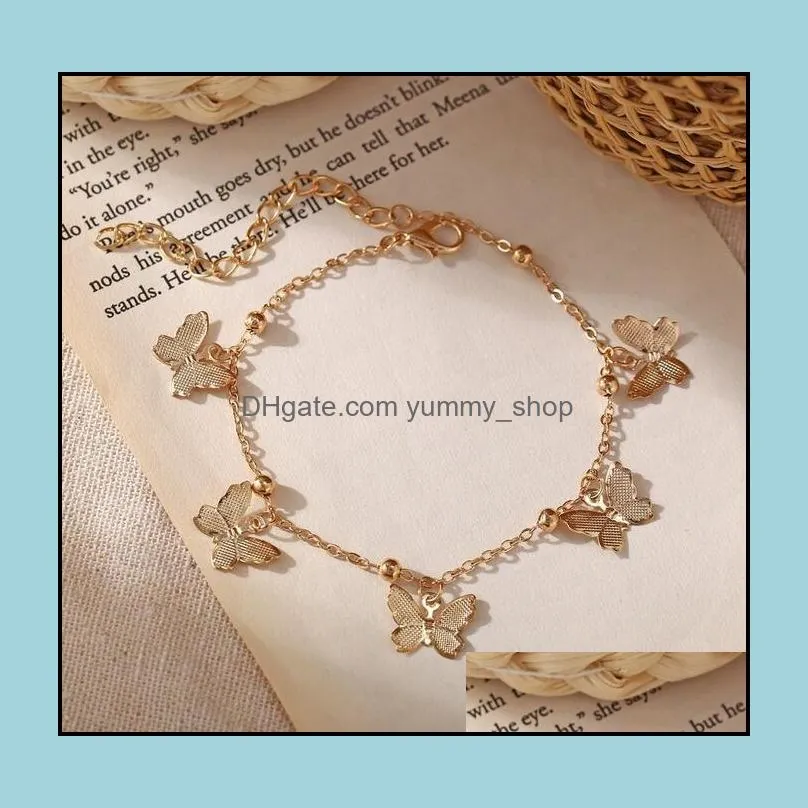 Temperament Hollow Butterfly Anklets Fashion Foot Chain Gold Silver Beach Anklet For Women Jewelry