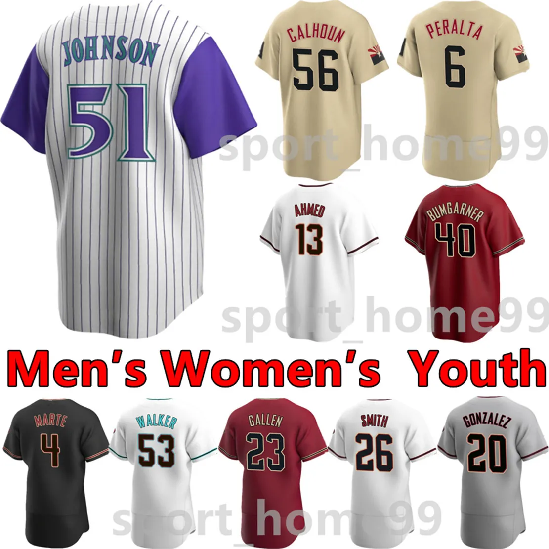 2023 Top qualité 4 Ketel Marte Jersey 7 Corbin Carroll 5 Alek Thomas 12 Lourdes Gurriel Jr. 2 Geraldo Perdomo 10 Jordan Lawlar Christian Walker Maillots de baseball personnalisés