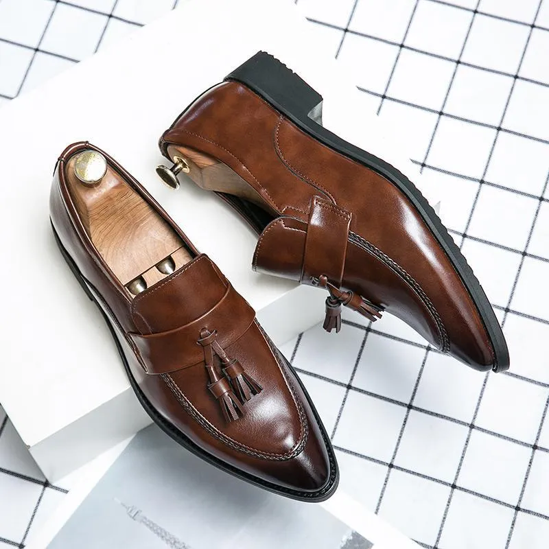 Italienische Fransen-Leder-Loafer für Herren, elegante formelle Schuhe, lässige Quasten-Business-Schuhe, Designer-Mode-Mokassins