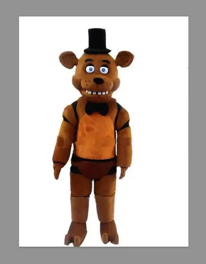 بيع كاريكاتير مصنع للملابس خمس ليال في فريدي FNAF Freddy Fazbear Mascot Massume Cartoume Carton Mascot With Black Hat School Team Christmas Carnival
