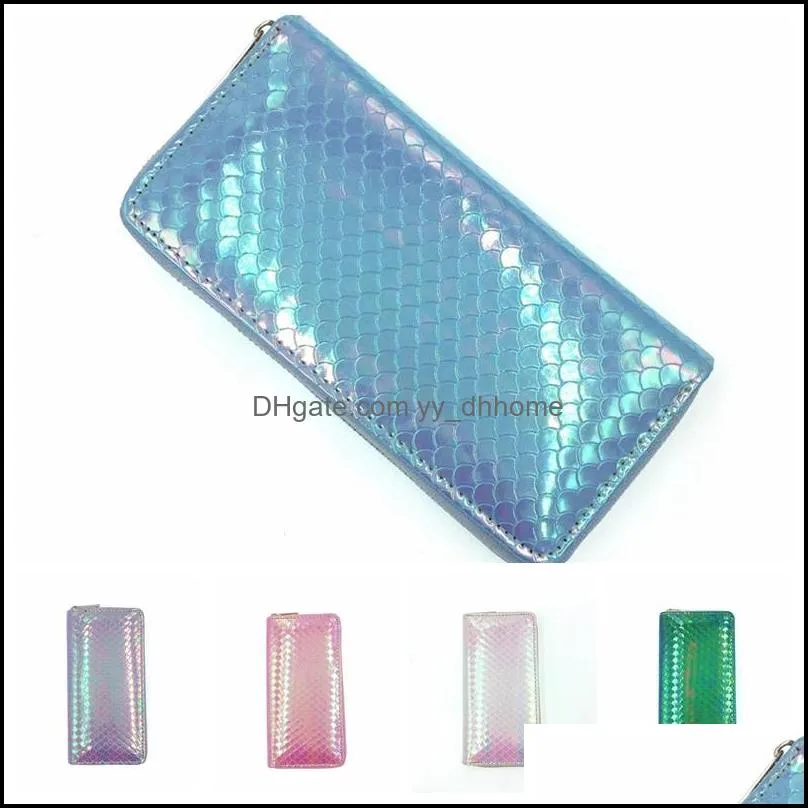 fashion glitter lady long wallet women mermaid zipper purse coin purses clutch phone wallet leather handbag card bag money holder dbc