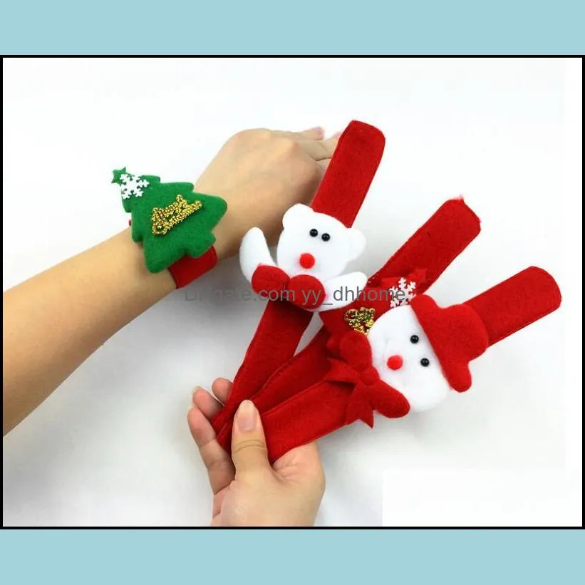 christmas gifts slap bracelets wristband children kids santa claus tree slap pat circle bracelets xmas decorations circle sn733