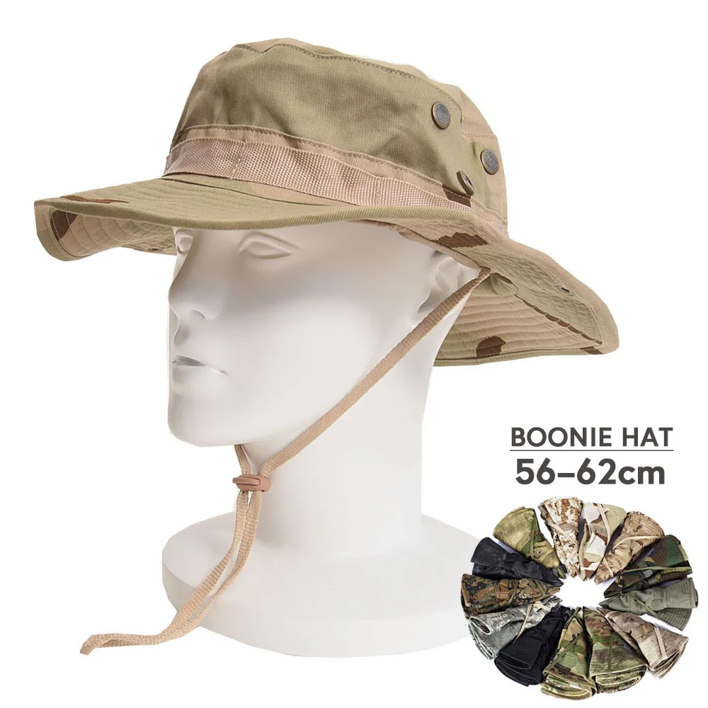 Açık Hava Şapkaları ABD Ordusu Taktik Boonie Hat Askeri Erkekler Pamuk Camo Cap Paintball Airsoft Keskin Nişancı Kova Kapakları Av Balıkçılık