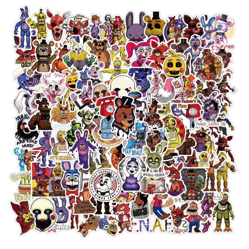 100 pezzi Five Nights At Freddy Sticker FNAF per auto portatile bicicletta zaino per notebook adesivi impermeabili adesivi regali