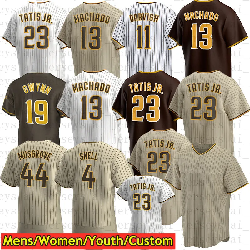 Maillot de baseball 23 Fernando Tatis Jr. San 13 Manny Machado Diego 19 Gwynn Wil Myers Yu Darvish Jake Cronenworth Trent Grisham Trevor Hoffman Eric Hosmer Joe Musgrove