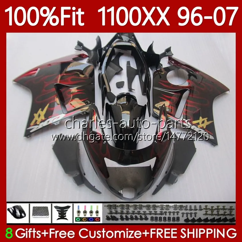 射出成形ボディfor Honda Blackbird CBR1100 CBR 1100 XX CC 1100XX 96-07 114NO.15 CBR1100XX 1996 1997 1997 1999 2000 2000 2001 1100CC 02 03 04 04 04 04 06 06 06 07 07フェアリングレッドフレーム