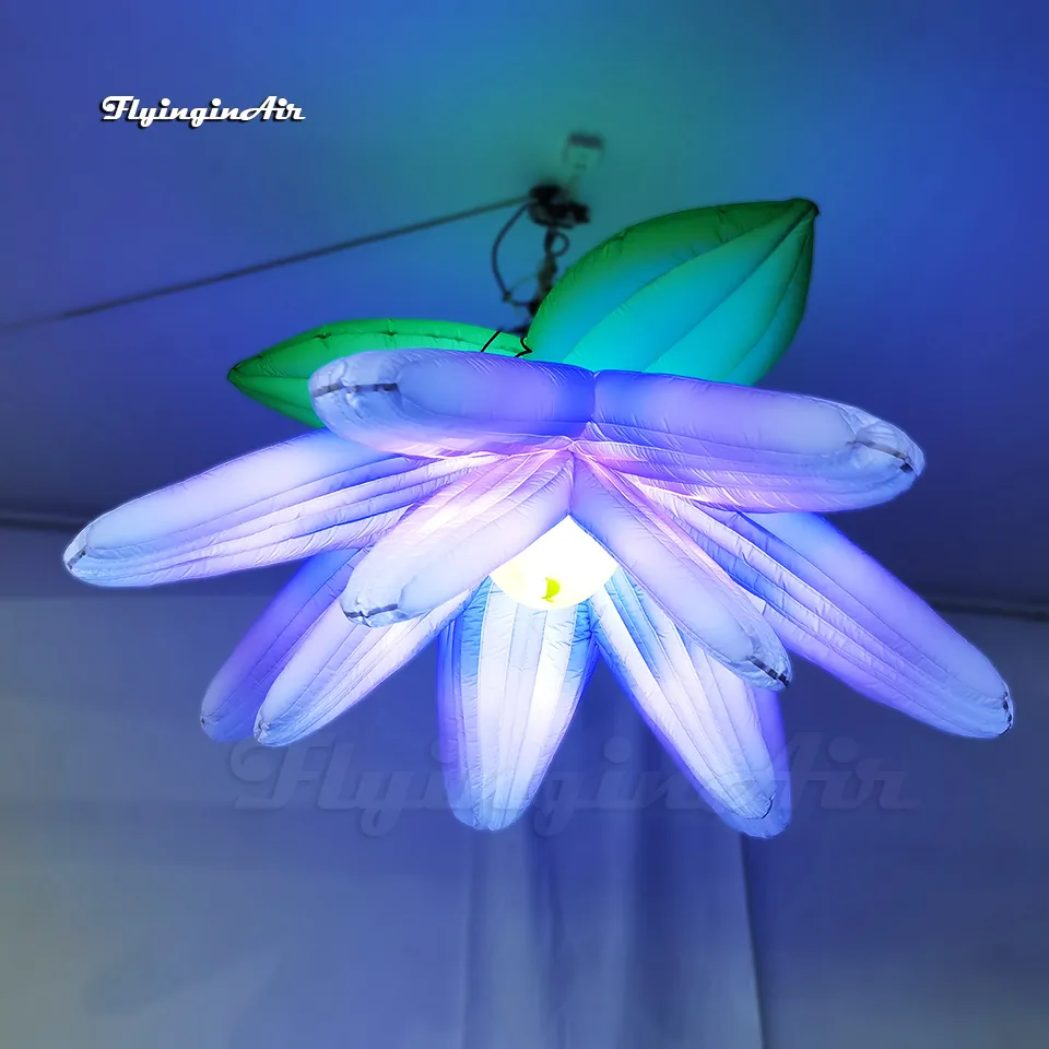 Personalized Lighting Inflatable Flower Balloon Hanging LED Blooming Flower For Concert Stage Decoration