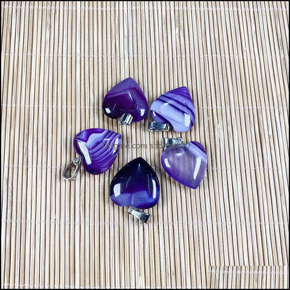 20x20mm heart stone charms stripe agate pendant healing reiki crystal diy necklace earrings women fashion jewelry finding sports2010