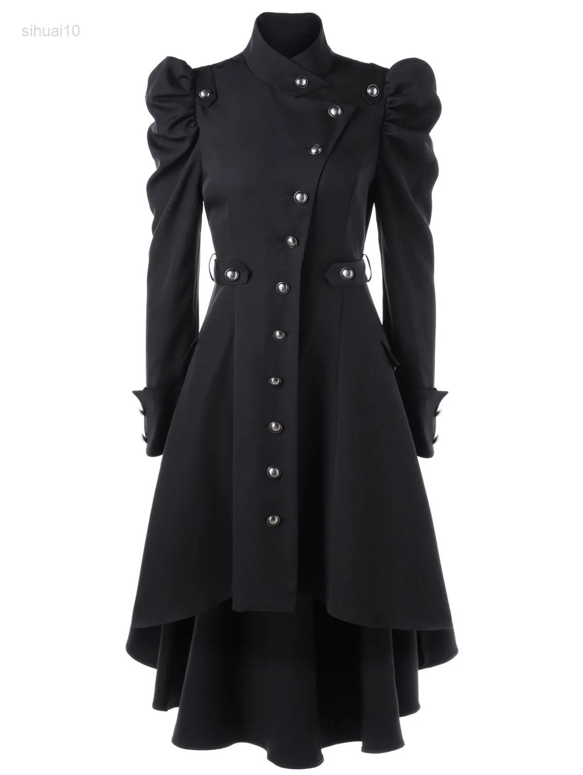 Women Gothic Winter Jackets Long Sleeves With Hat Cosplay Come Black Coat Medieval Noble Court Princess Runaway L220725