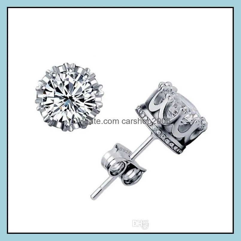 925 silver earrings natural crystal wholesale fashion small sterling silver jewelry for women stud men or women earings