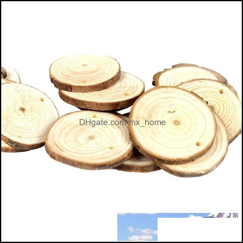 20Pcs 9-12CM Wood Log Slices Discs For DIY Crafts Wedding Decoration With 10M Jute Rope