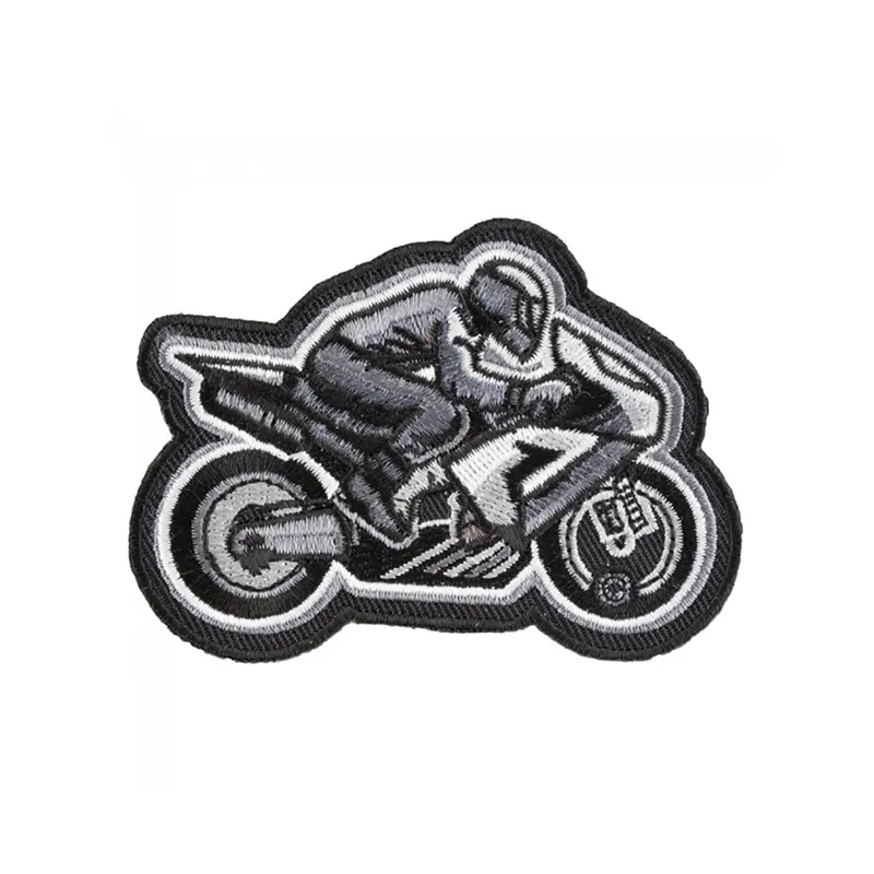 Speeding Motorcycle Rider Embroidered Patches Sewing Notions Iron On Patch For Clothes Jackets Shirt Custom Design