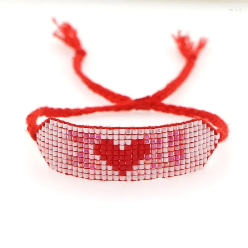 Braccialetti con ciondoli Bracciale cuore rosso rosa vintage bohemien semplice etnico fatto a mano geometrico nappa coppie gioielli donna Wholeslae Fawn22