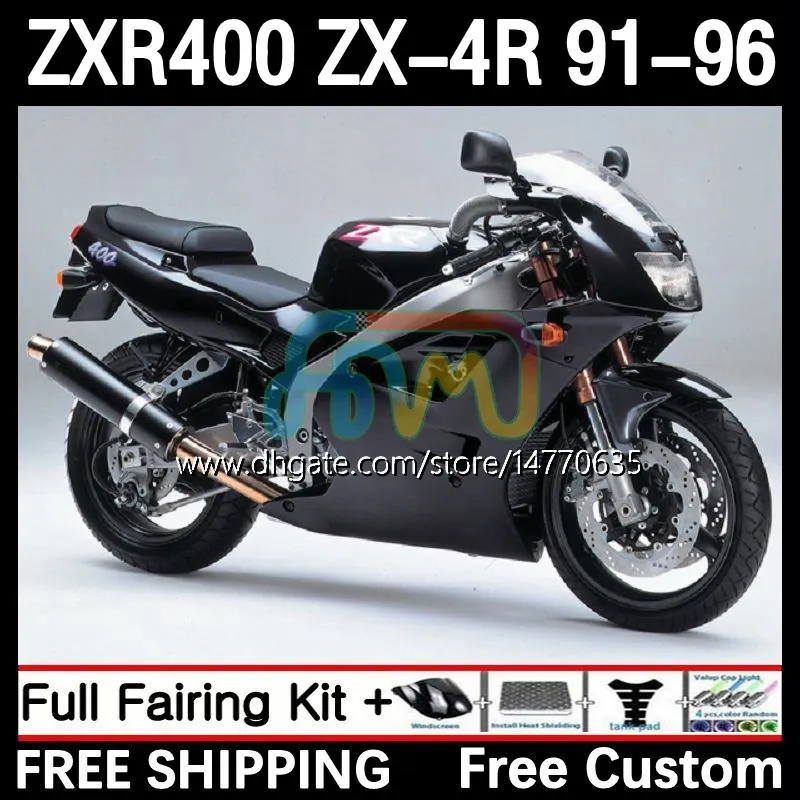 Kawasaki Ninja ZX4R ZXR 400 CC 400CCのABSボディキット1992 1993 1995 1995 1995 1995 1995 1995 1996 Cowling 12DH.51 ZXR-400 BODYWORK ZX 4R ZXR400 91 92 93 94 95 96フェアリンググロスブラックブラック