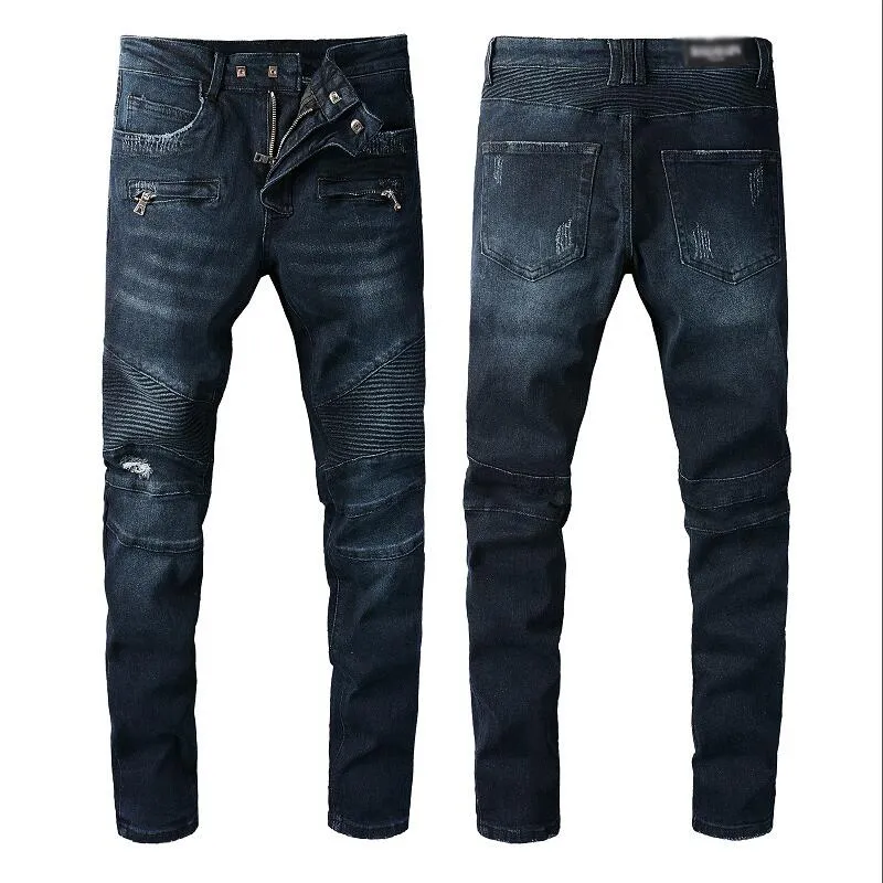 2022 mens jeans hip hop high street fashion retro torn fold stitching men's woemns designer motorcycle riding slim fitting casual pants brand hole jean#808