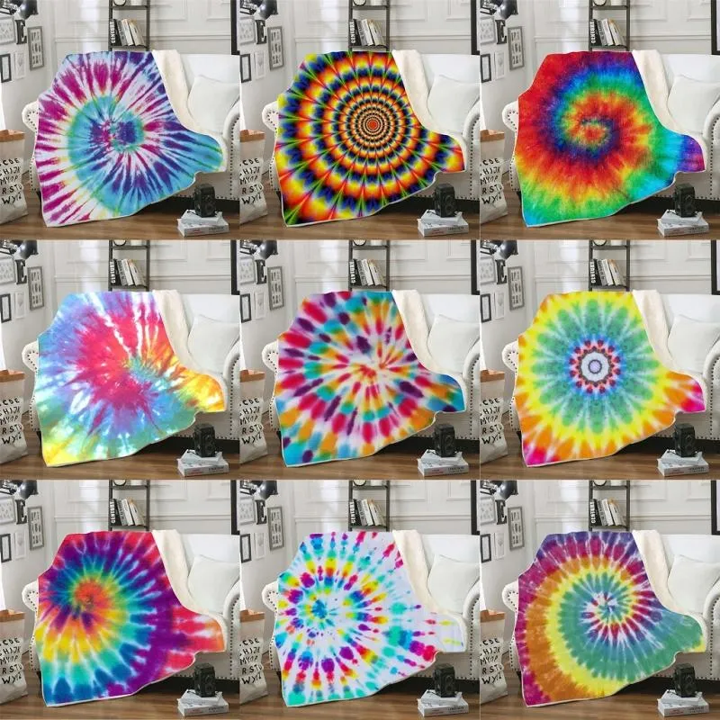 150*130cm Throw Tie Dye Blankets Tie Dye Sherpa Tie Dye Blanket Kids