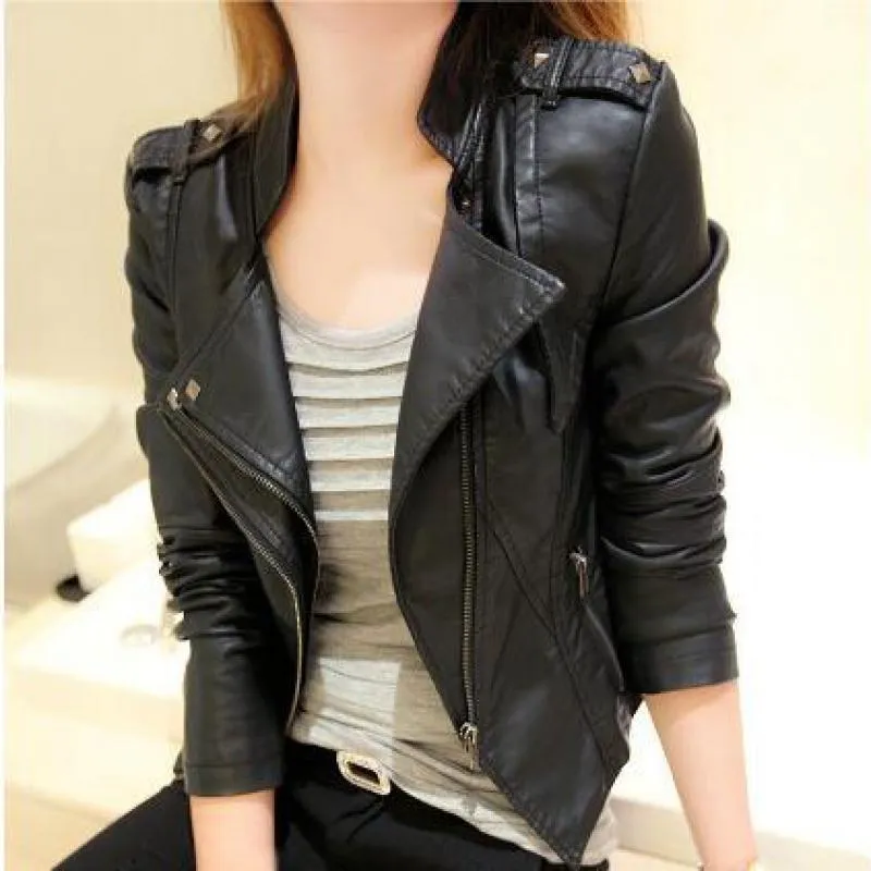 Women's Jackets Spring And Autumn Pu Lady Short Jacket Brand YAN QING HUAN 2022 Korean Slim Coat Leather Black Sexy SlimWomen's