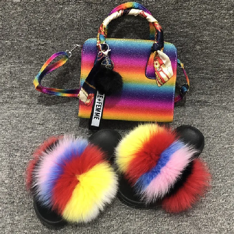 Rainbow sandals and purse outlet