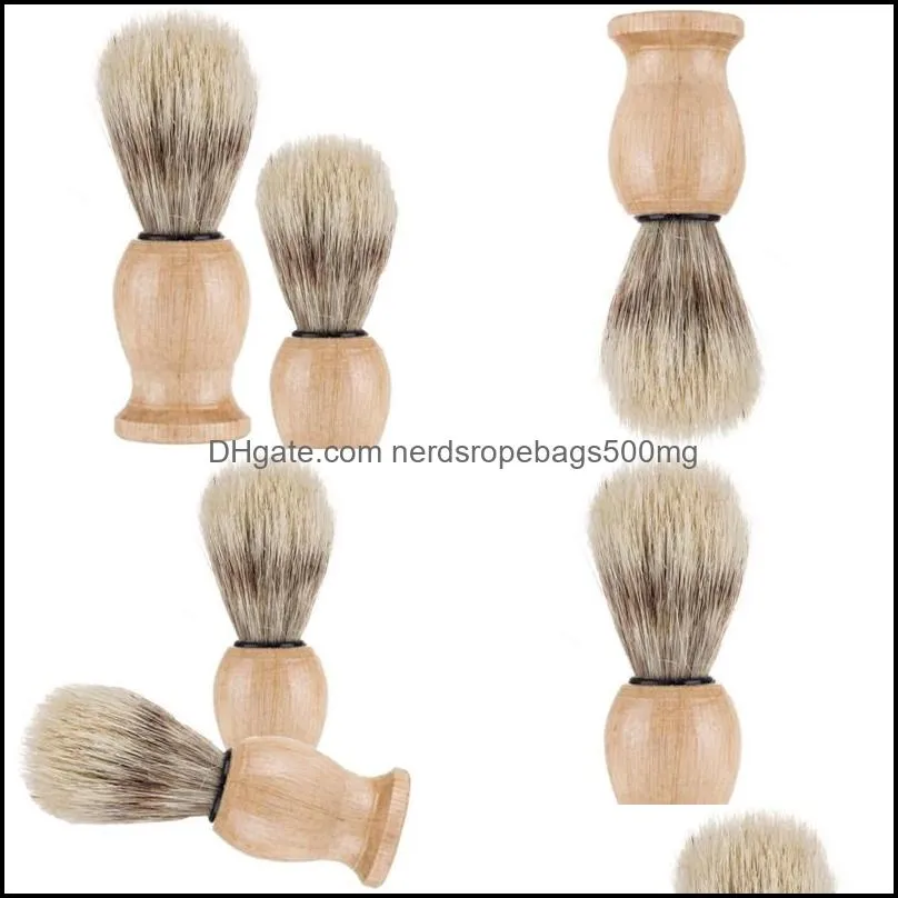 Nylon Solid Wood Beard Brush Man Male Bristles Shave Tool Shaving Brushes Shower Room Accessories Clean 5wm N2