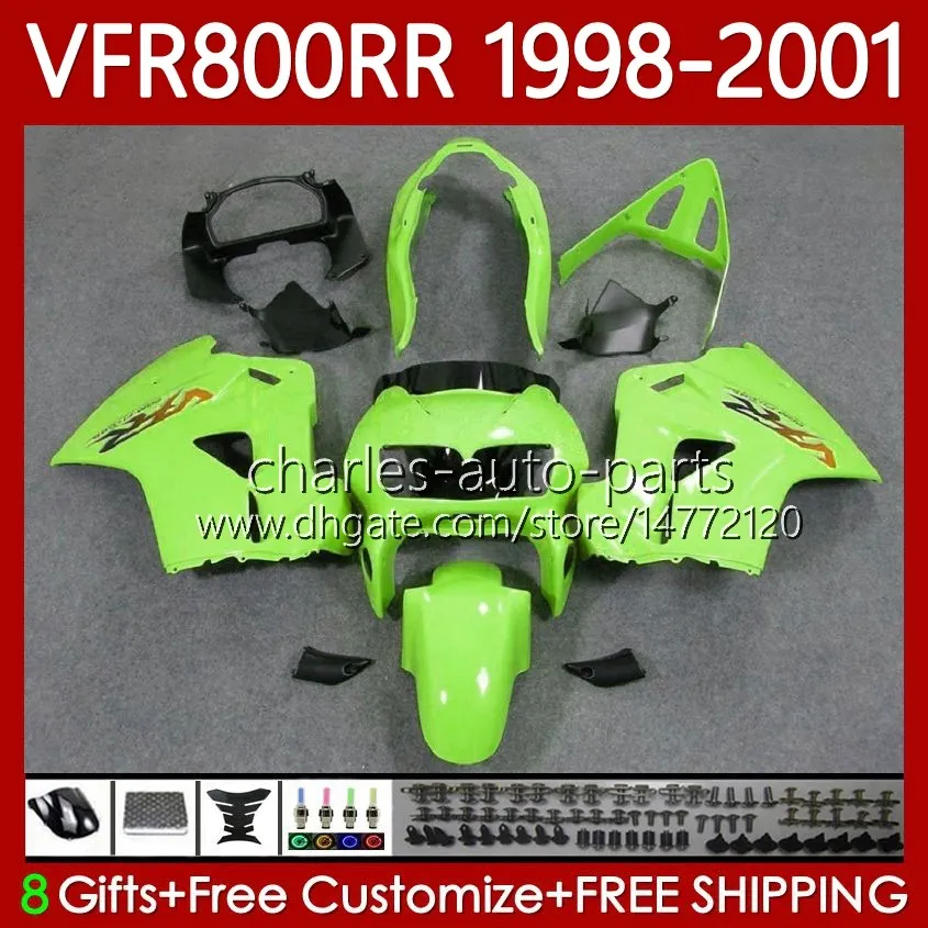 OEM karosseri för Honda VFR800RR Ljusgrön Interceptor VFR 800RR 800 CC RR 1998-2001 128NO.121 VFR-800 800CC VFR800R 1998 1999 2000 2001 VFR800 RR 98 99 00 01 FAIRING