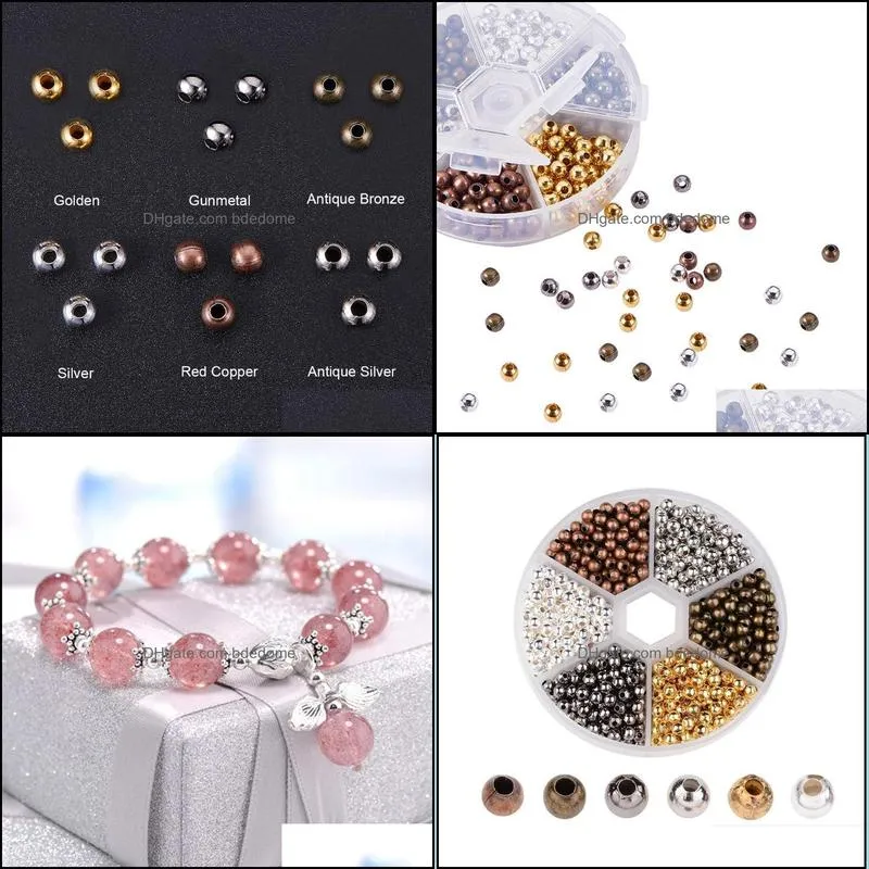 other colors 948pcs 4mm iron round spacer beads metal smooth loose for necklaces bracelets jewelry making -tother