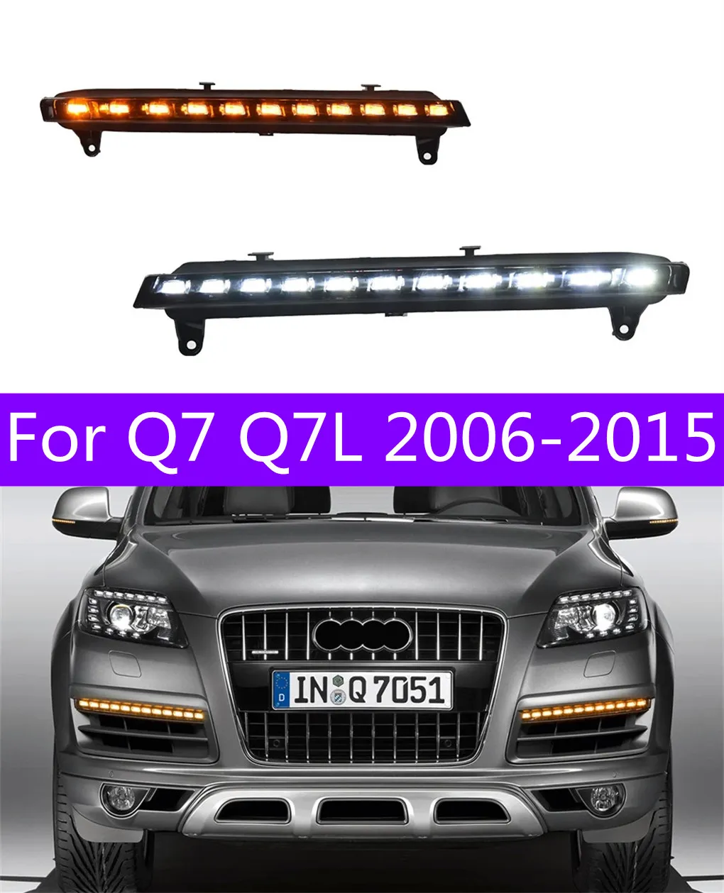 2 PCS CAR LAYSTIME LIGHTS لـ Q7 Q7L 2006-20 15 DRL LED Day Light Light Light Light Light START START