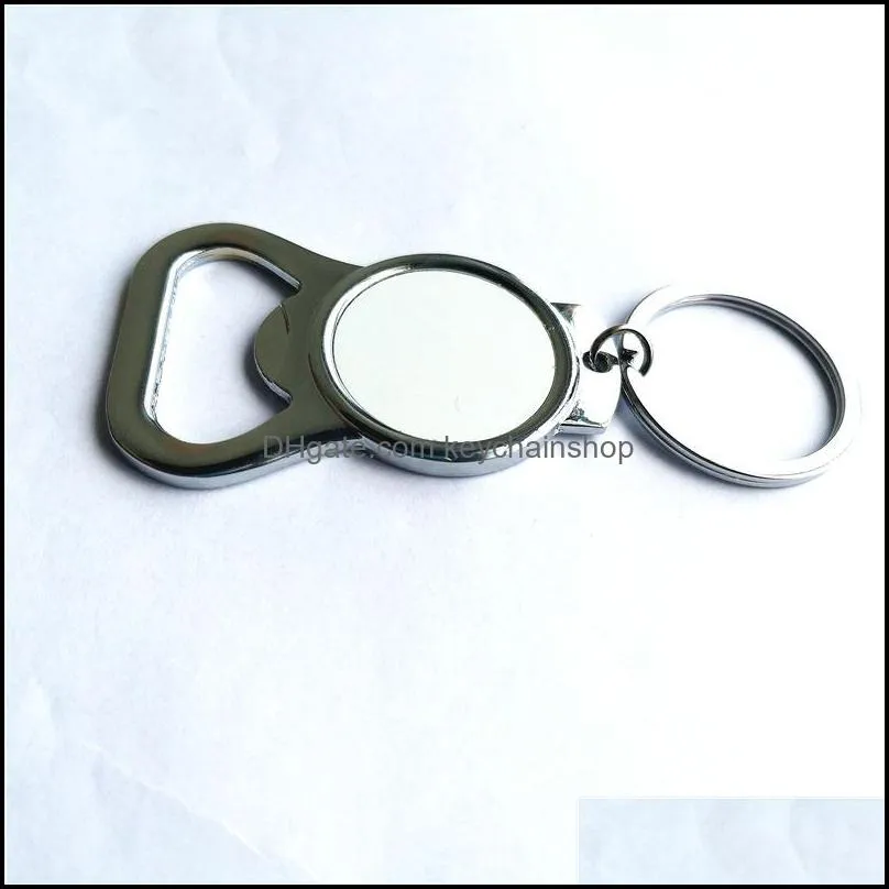 sublimation blank key chain metal key ring with bottle opener hot transfer printing diy blank consumables