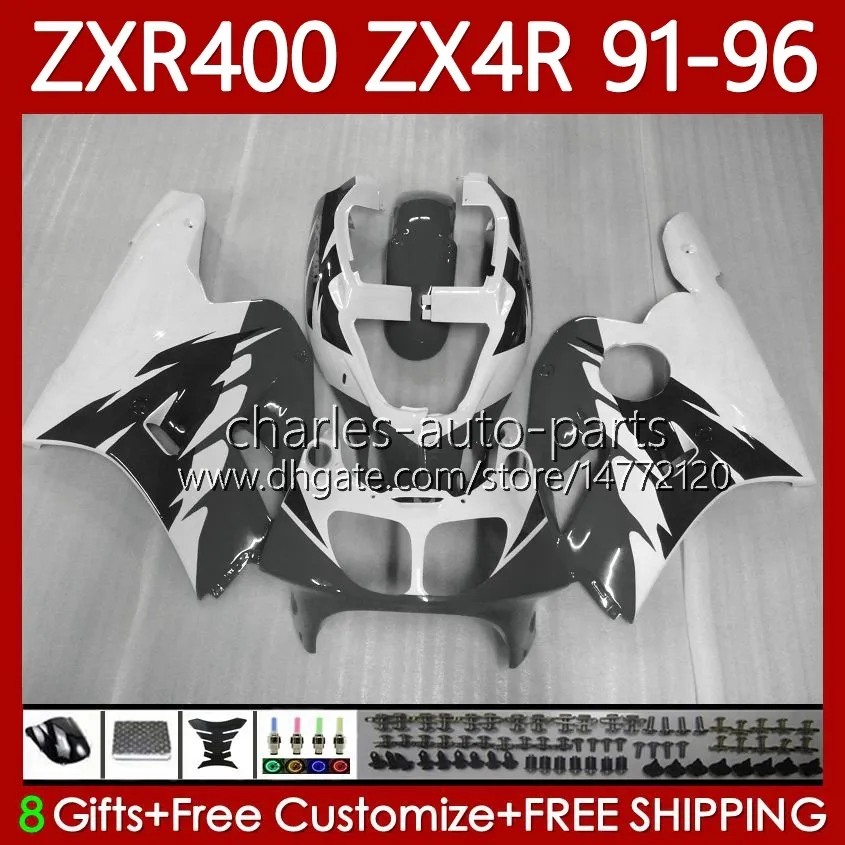 Fairings Kit For KAWASAKI NINJA ZX4R 400CC ZXR-400 1991 1992 1993 94 95 96 Bodywork 138No.93 ZXR 400 CC ZX-4R ZX 4R Cowling ZXR400 91 92 93 1994 1995 1996 Grey black Body