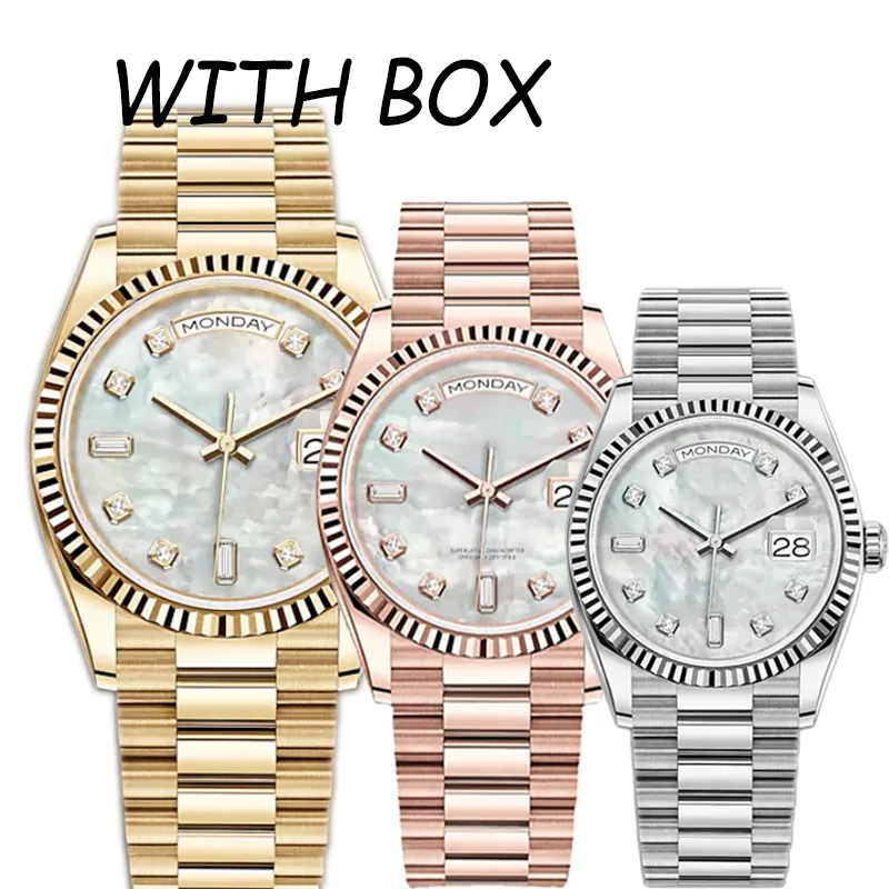 Mens Automatic Mechanics Watches 40MM Big Date gold/silver/rose pearl face Watch Men Sapphire Glass Stainless Steel luminous waterproof Wristwatches