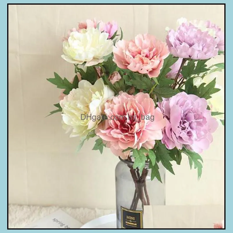 artificial flowers peony bouquet home party decoration fake silk single stem flowers floral wedding decorations real touch material