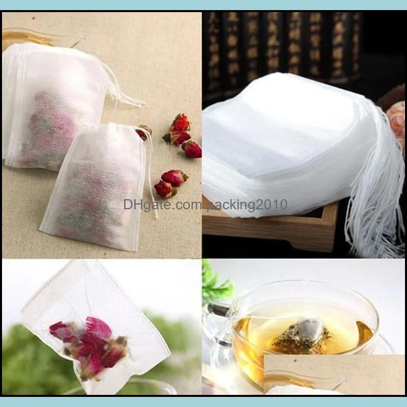 Hot new 100Pcs/pack Teabags 5.5 x 7CM Empty Scented Tea Bags With String Heal Seal Filter Paper for Herb Loose Tea Bolsas WCW220