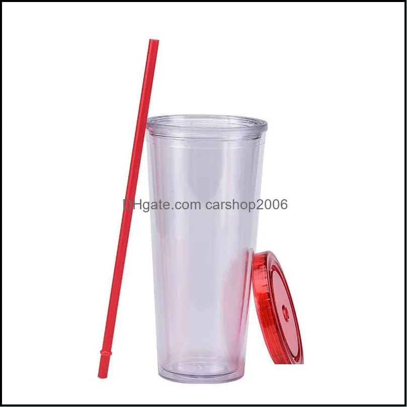 24oz transparent cups tumblers plastic drinking juice cup with lip and straw wll886