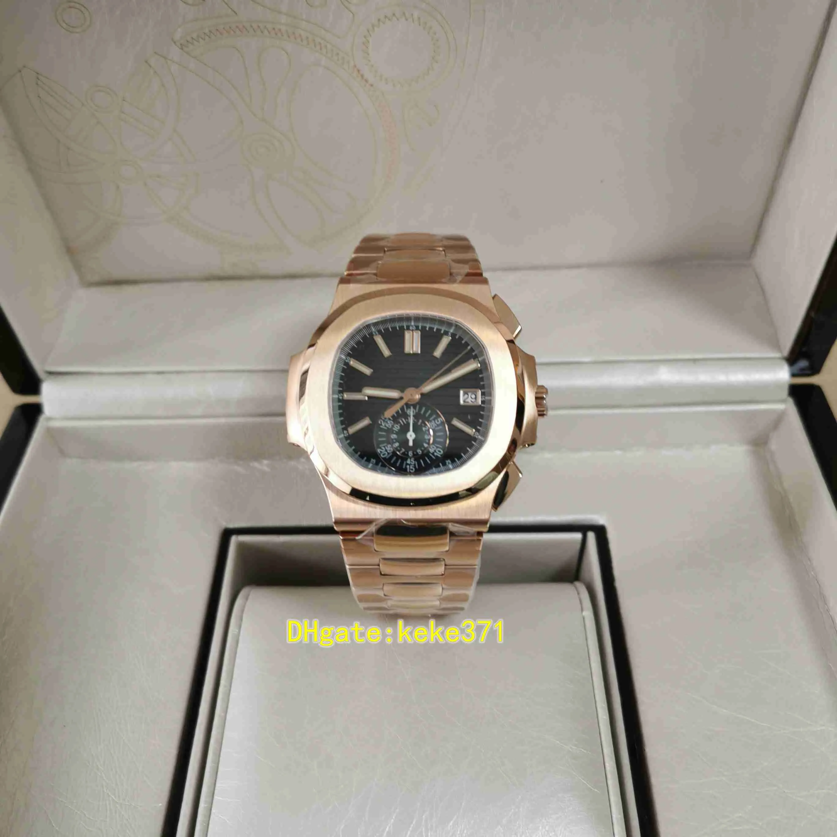 Super Quality BPF watch 40.5mm 5980 5980/1R-001 Rose Gold Chronograph CAL.7750 Movement Automatic Transparent Chronograph Mechanical Mens Wristwatches Watches