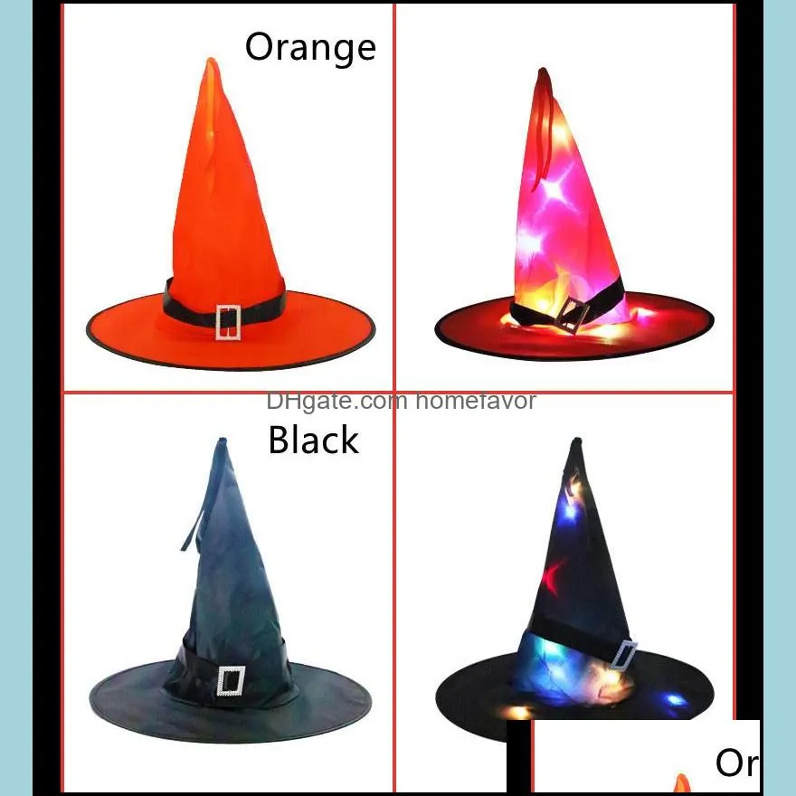 led lights halloween witch hat outdoor tree hanging glow in the dark colorful glowing cap decoration children`s party supplies