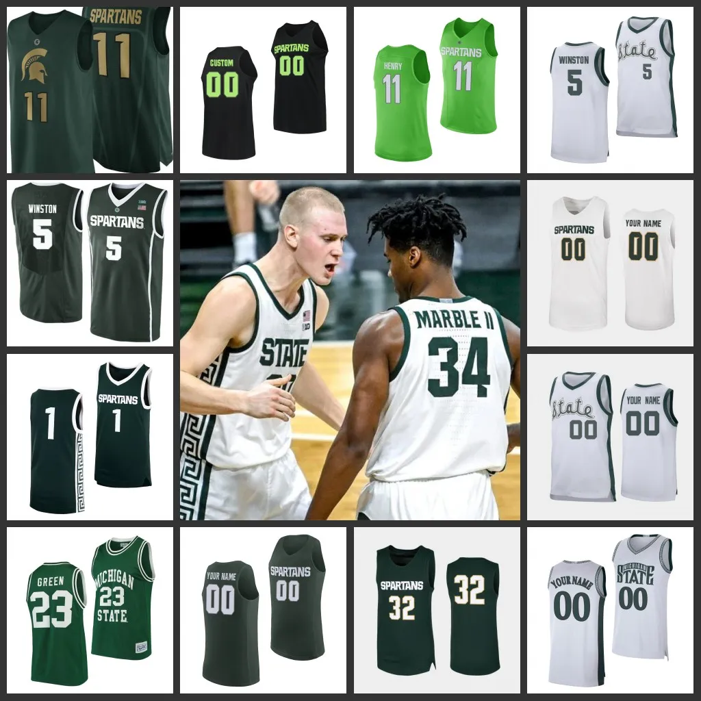 College Basketball Wears NCAA Michigan Basketball Jersey Cassius Winston Aaron Henry Matt McQuaid Xavier Tillman Joshua Langford Foster Loyer Nick Ward Rocket Wat