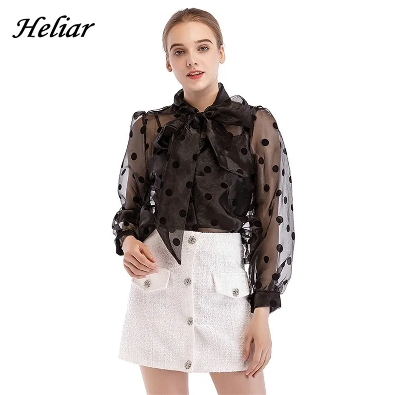 Heliar Black Polka Dot Blous