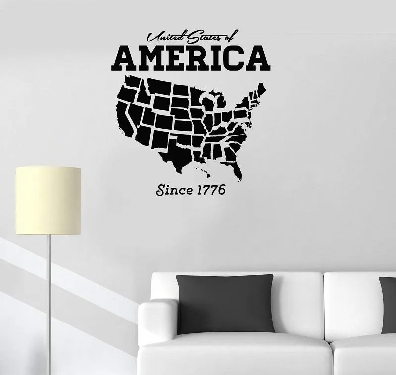 Väggklistermärken Applique American Map Decorative Home Living Room Fashion Decoration DT06Wallwall