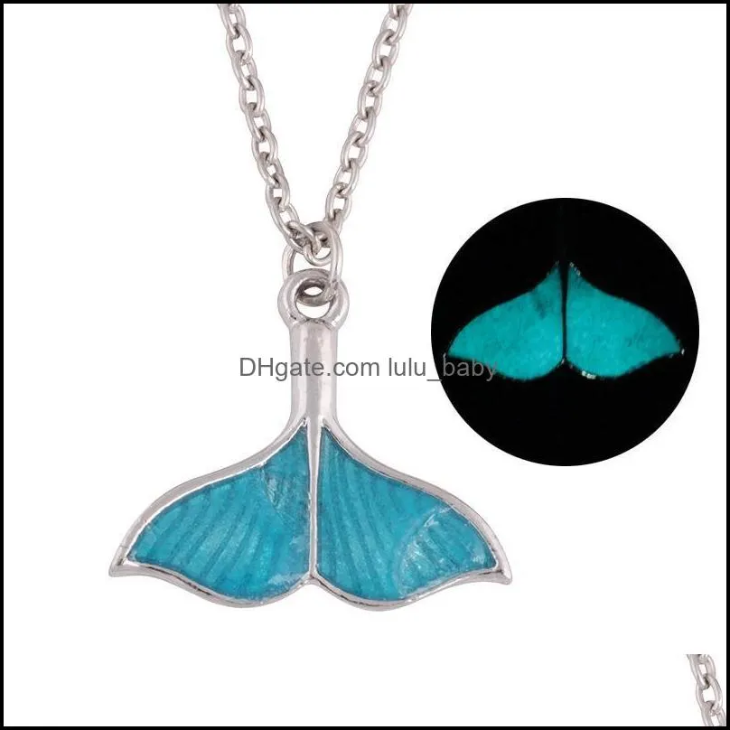 fish tail necklace ocean sea blue whale tail mermaid pendant necklaces beautifully luxury jewelry luminous necklaces