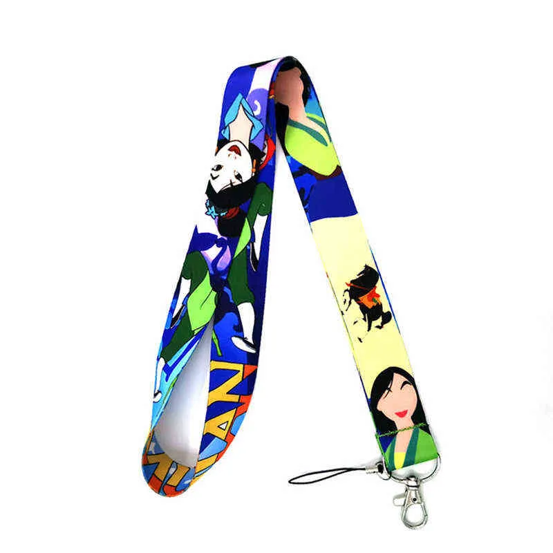 Mulan Cartoon DIY men women kids Neck Lanyard keychain Mobile Phone Strap ID Badge Holder Rope Key Chain Keyrings cosplay