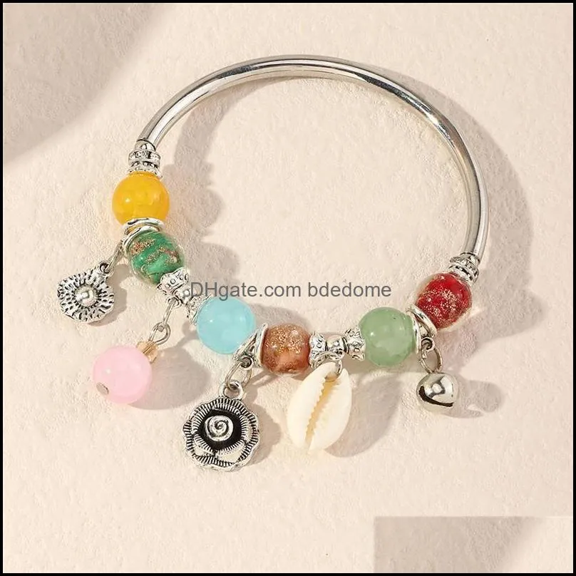 bangle trendy color ball beads rose coin bracelet fit original for women fashion geometric wrist charms diy jewelry