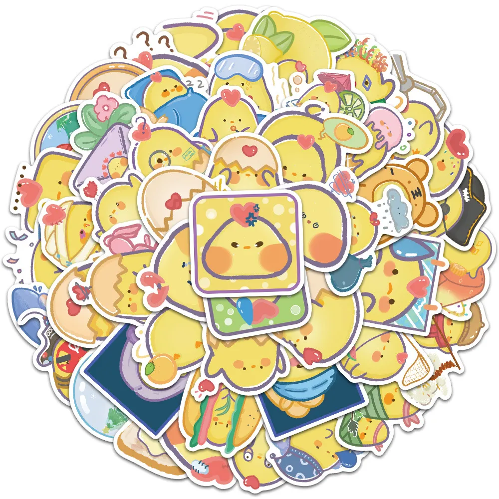 Set Skateboard Stickers Cute Yellow Chick Cartoon PVC Vinyl Decals for ...