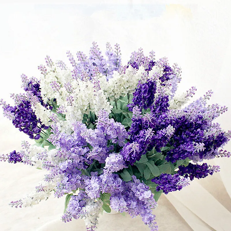 Artificial Silk Lavender Flowers Wedding Christmas Home Table Decoration Ornament 10 Heads/Bunch Simulation Plant 20 Pcs