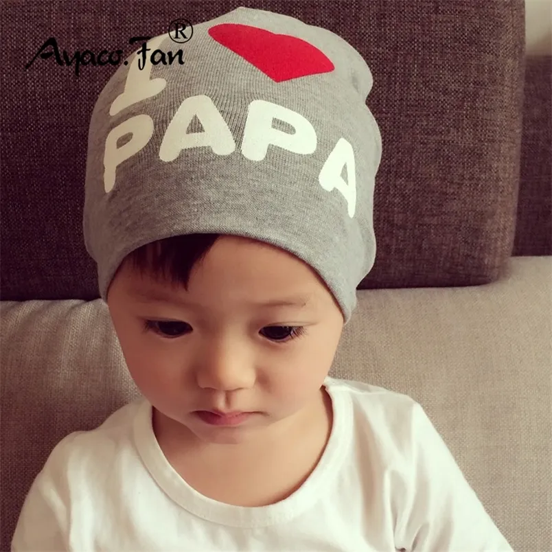 03 Years Hat for I Love Mama Papa Baby Letter Casual Gorro Black Beanie born Props Boy Girl Children Winter Cap 220721