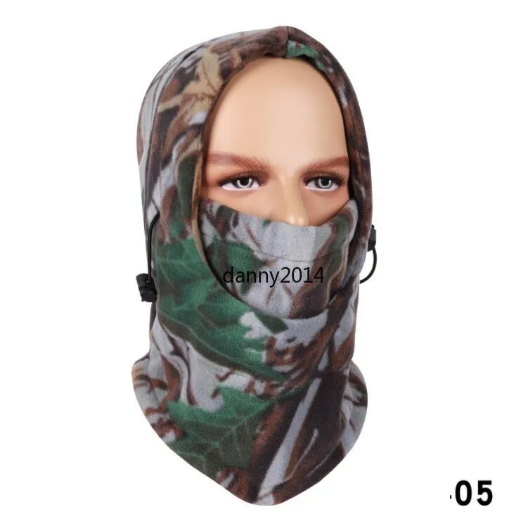 Zima Wiatroodporna Zachowaj Ciepły Polar Beanie Cap Outdoor Rower Narciarstwo Balaclava Kapelusz Narciarski Rower Motocykl Neck Warmer Hełm Kapelusze Full Face Maski Camo Tactial Hood