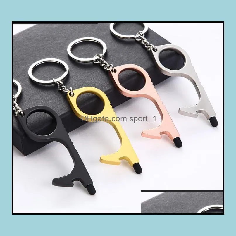 multipurpose epidemic prevention and isolation key rings keychain non-contact door opener mix color